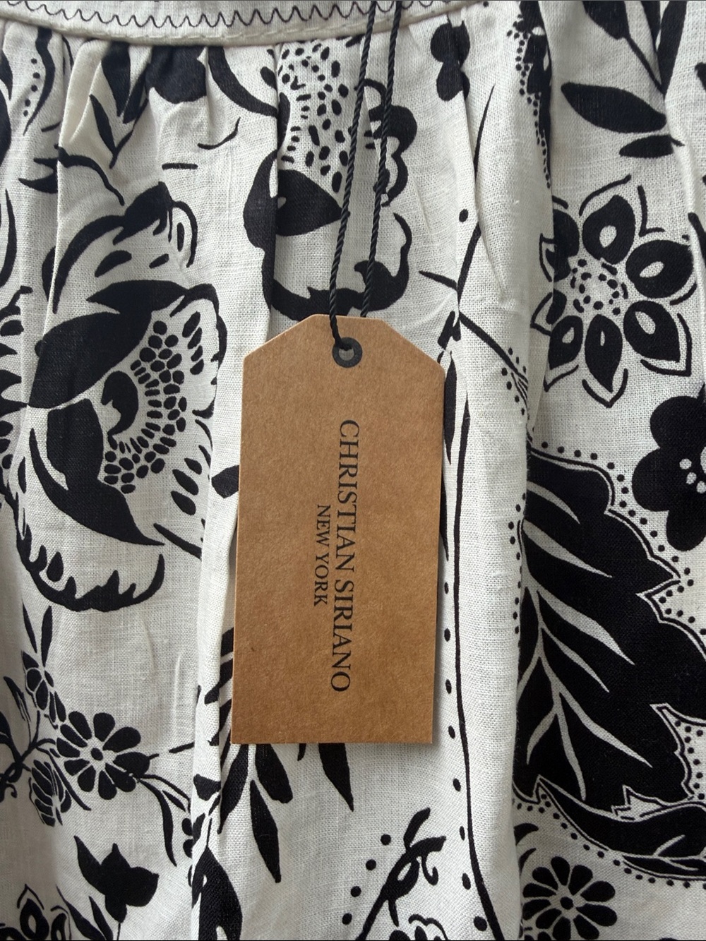 Christian Siriano Black & Cream Floral Lace Peasant Blouse - Picture 3 of 5